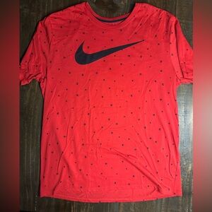 NWOT Nike Men's Red Tee with Black Logo Dry Fit - XL